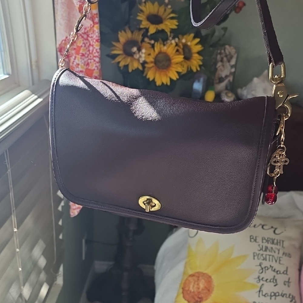 Coach Vintage PENNY A81-9755 Mahagony Leather Purse +purse Bling - Picture 3 of 17